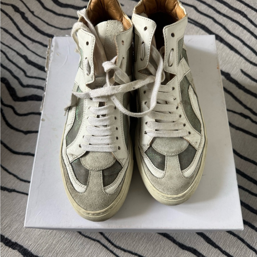 MM6 White and Gray High-Top Sneakers